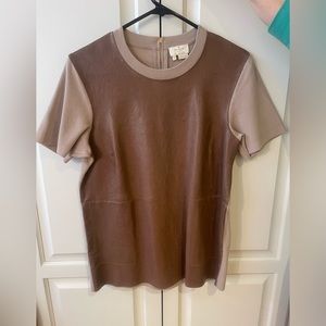 Kate Spade leather brown top with short sleeves - small / medium